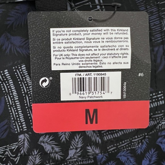 NWT Kirkland Signature Men's Medium Swim Shorts Black Gray Blue Print - Picture 5 of 16